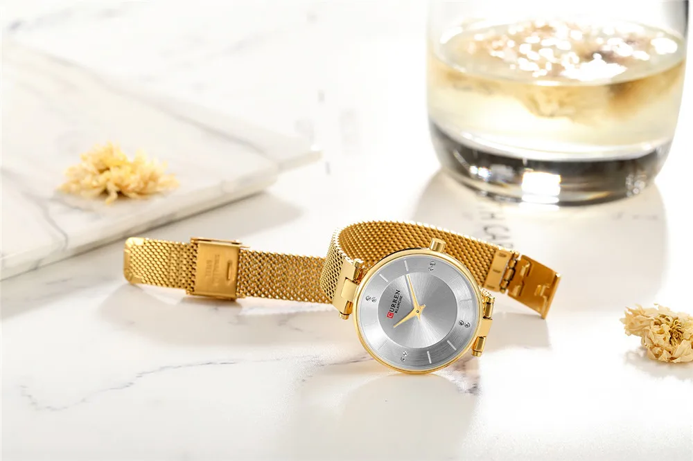 CURREN Лидирующий бренд роскошные женские часы водонепроницаемые бизнес золото