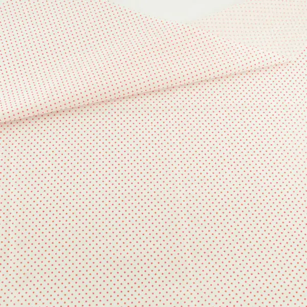 Белая хлопчатобумажная ткань с маленькими красными точками дизайнерская