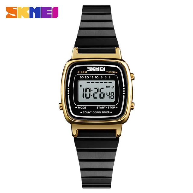 Goldblack SKMEI модные спортивные часы женские топ бренды Роскошные 3 бар водонепроницаемые женские часы будильник цифровые часы Relogio Feminino 1252 - Цвет: Goldblack