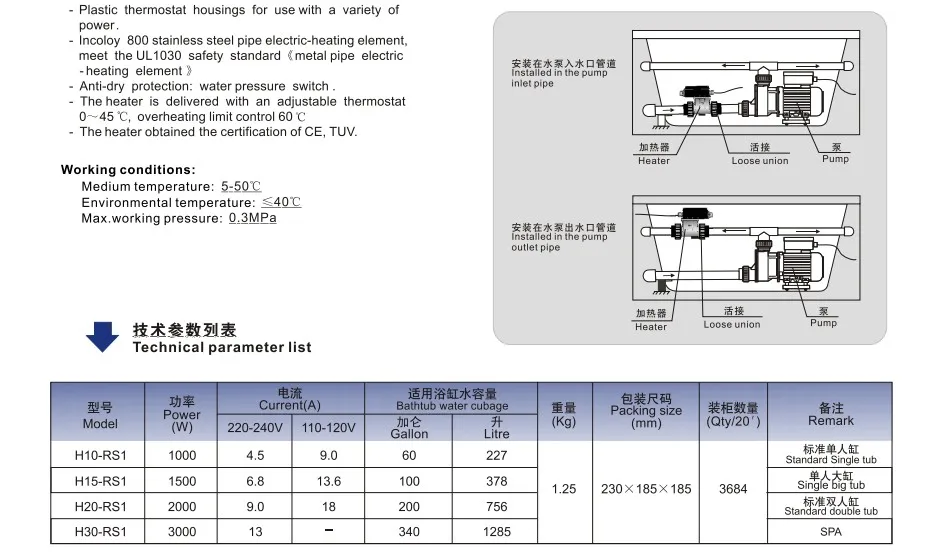 Спа нагреватель с регулятором температуры и нагревателем ванны для
