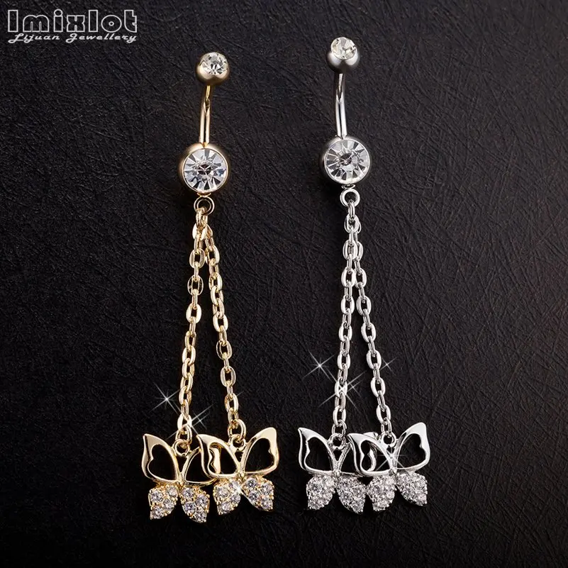 1PC Surgical Steel Dangle Flower AAA CZ Zircon Crystal Navel Bell Button Rings Sexy Piercing Body Jewelry Various Styles | Украшения и