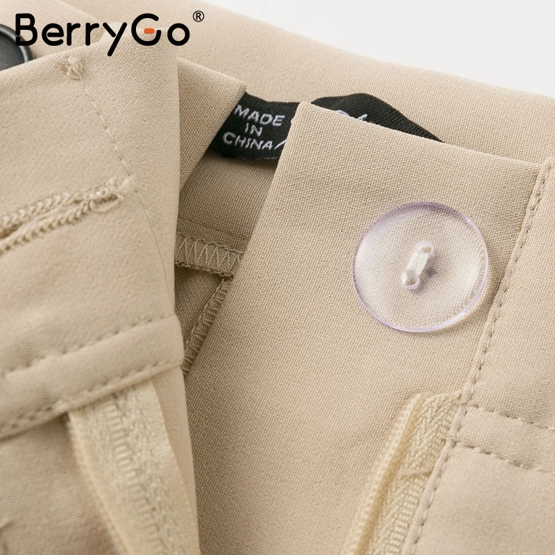 BerryGo однотонные повседневные женские брюки-шаровары с высокой талией, офисный Женский блейзер, костюм, брюки, свободные женские брюки длиной до щиколотки