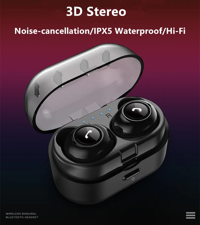 Fanshu Bluetooth 5 0 наушники-вкладыши Tws в Ear Pods с зарядным устройством беспроводные