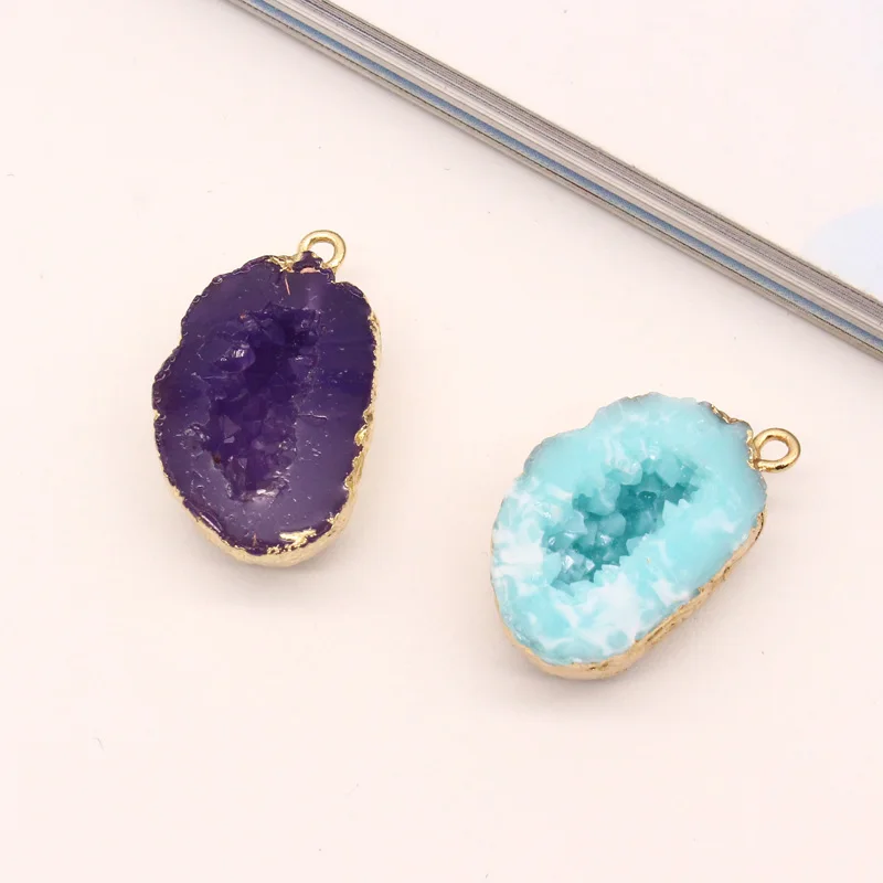2 шт геометрическое полое ожерелье из смолы с подвеской Diy, модные серьги, ювелирные изделия из камня, аксессуары F324