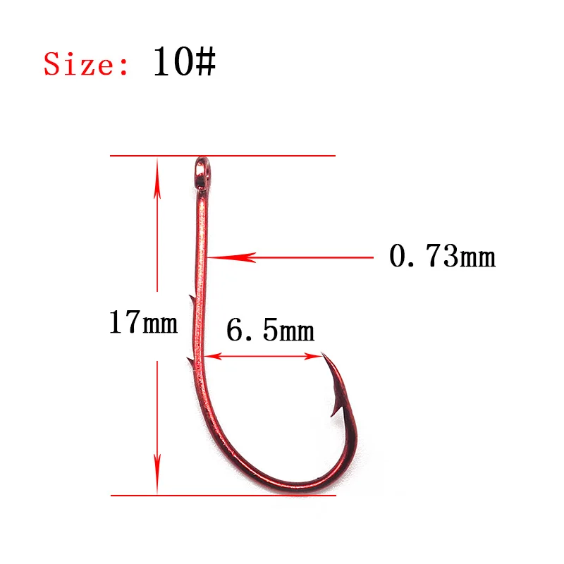 Size 10 Minfishing 100 шт. двойной крючок рыболовный крючок Красный крючок для удержания приманки из высокоуглеродистой стали рыболовный крючок Размер 1#-8# карп рыболовные крючки - Цвет: Size 10