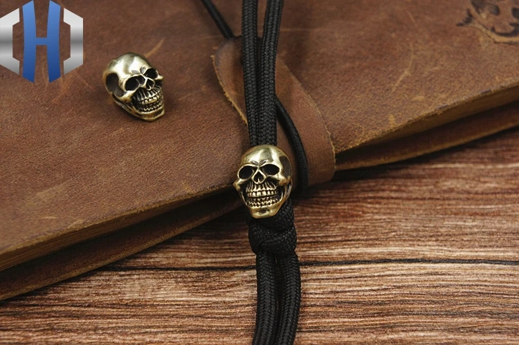 Подвеска EDC бусины Paracord латунь улыбка череп нож из чистой меди DIY фонарик падает