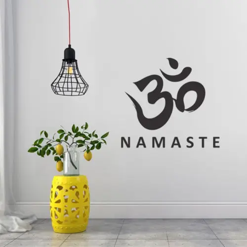 

Namaste Наклейка на стену индийский Будда виниловые наклейки на стену Om знак съемный интерьер Йога Студия искусство роспись семейный Гостиная ...