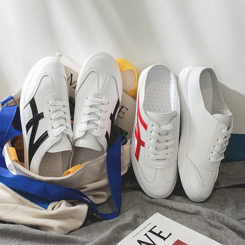 Shoes female 2019 tide shoes half support women's new casual summer models lazy drag small white | Обувь
