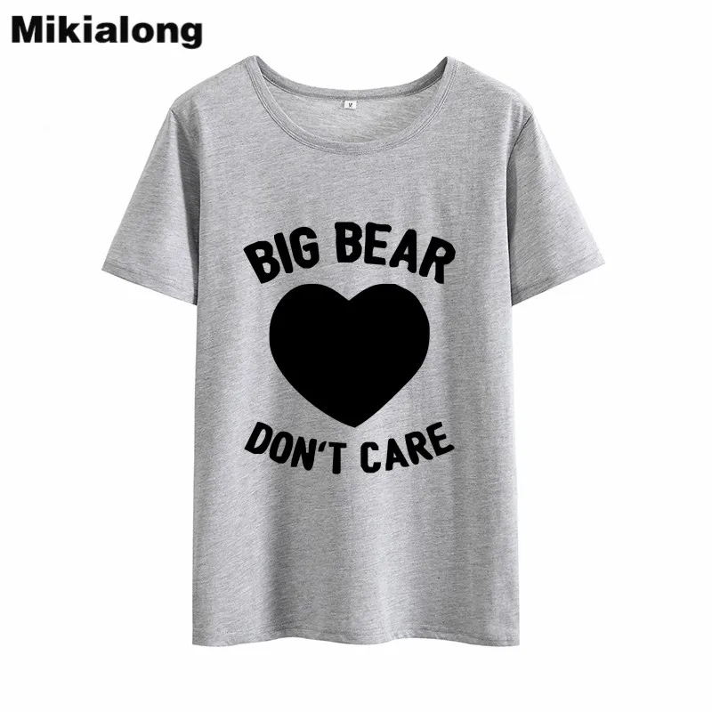 OLN BIG BEAR Don CARE 2018 летние футболки женские хлопковые винтажные Женские топы с