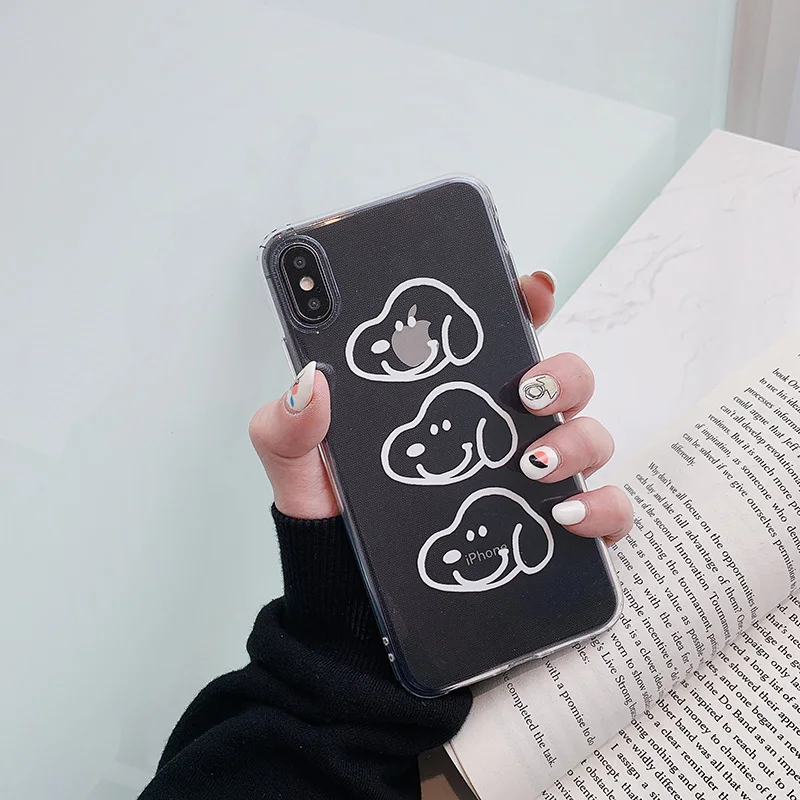 Японский милый мультяшный чехол для телефона iphone Xs MAX XR X 6 6s 7 8 plus 11Pro Max couple прозрачный мягкий чехол из ТПУ с коричневым рисунком - Цвет: 1