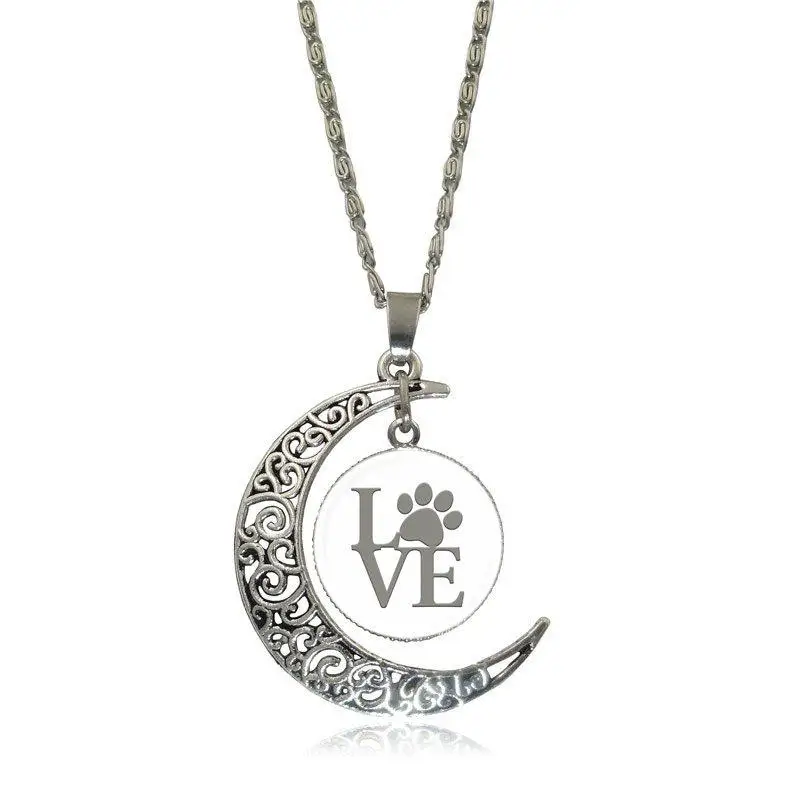EJ глянцевое модное ожерелье с подвеской в виде влюбленных лап стеклянный кабошон