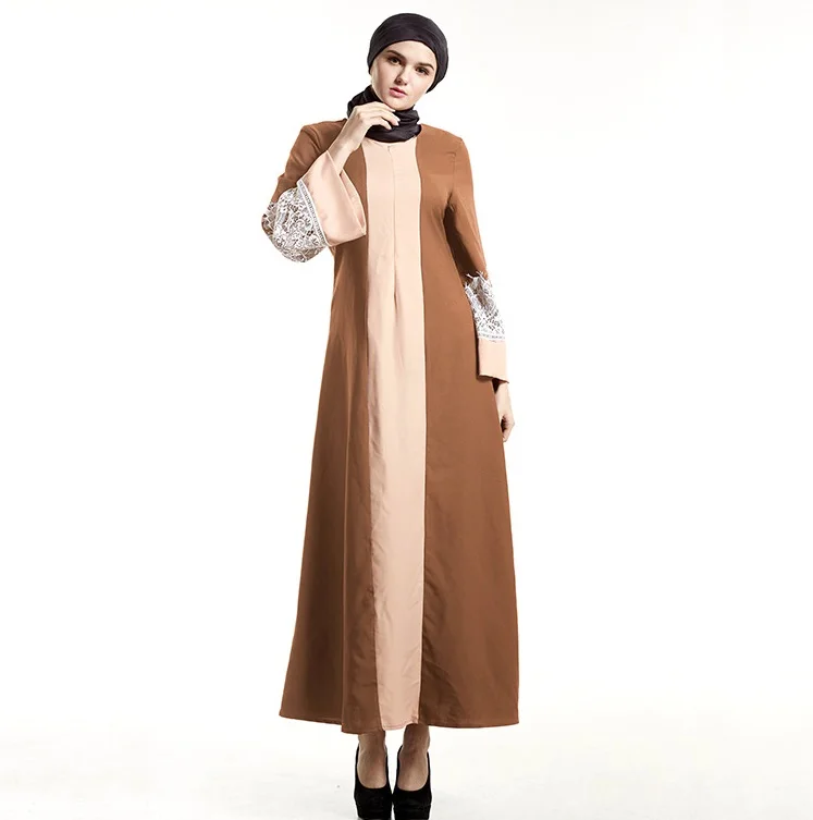 muslim dresses gown loose lace women clothing slim long sleeve arab robe malaysia 5369 | Женская одежда