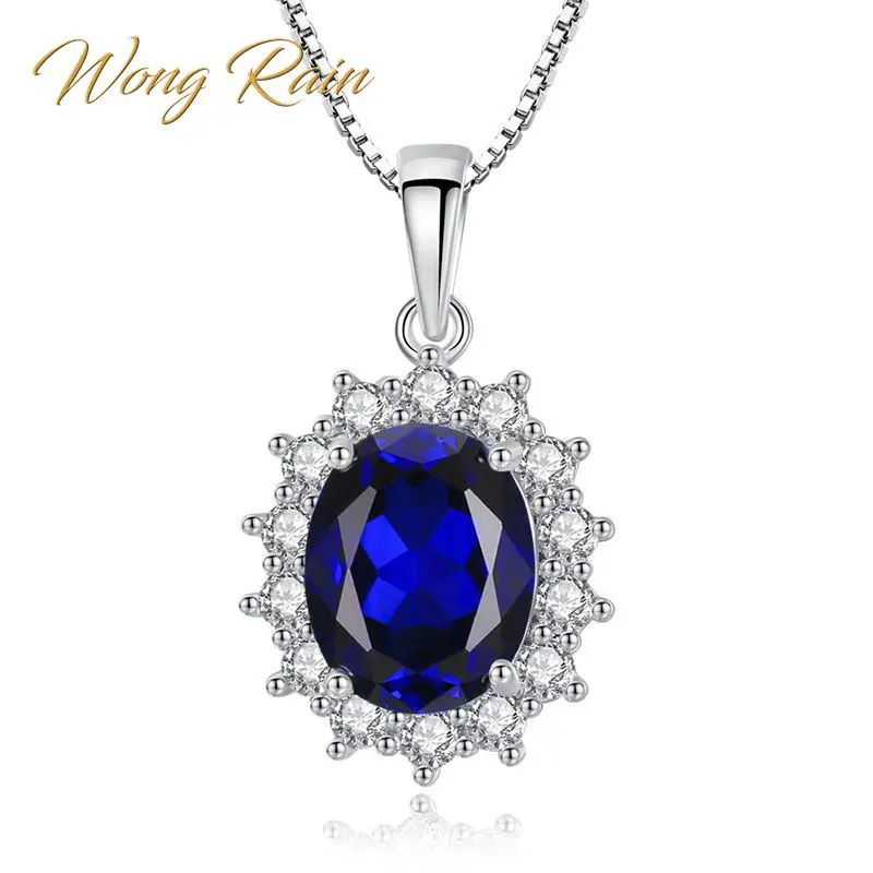 Wong Rain Винтаж 100% Серебро 925 пробы Овальный Королевский драгоценный камень синий