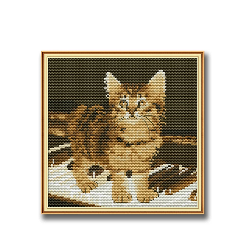 Котенок на фортепиано кошка животные Декор узоры 14CT 11CT счетный крест наборы для