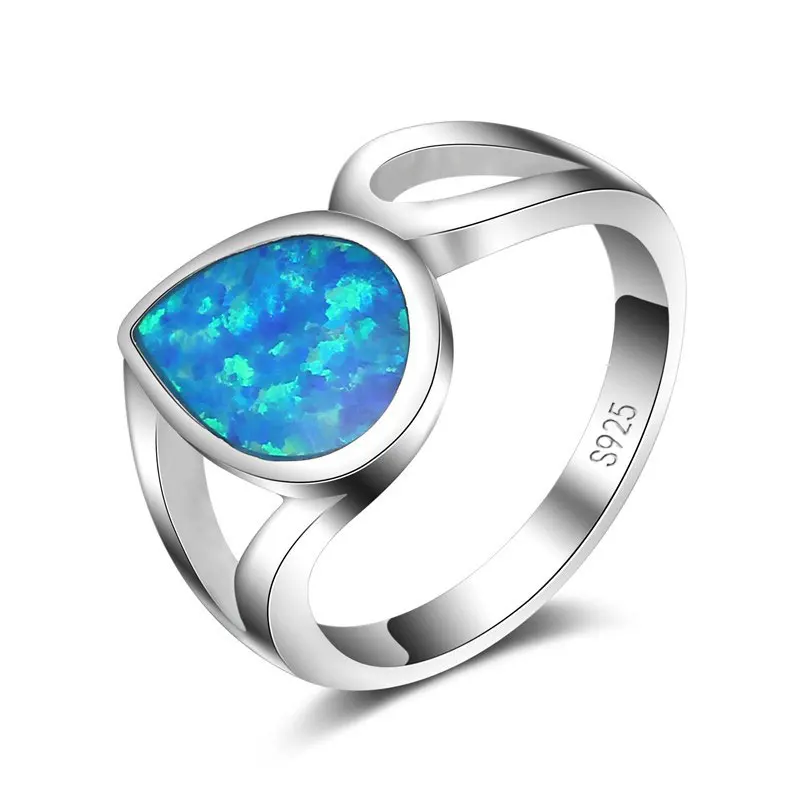 Женское кольцо из серебра 925 пробы с голубым опалом fine jewelry jewelry opal ringsjewelry rings | Кольца -32803160933