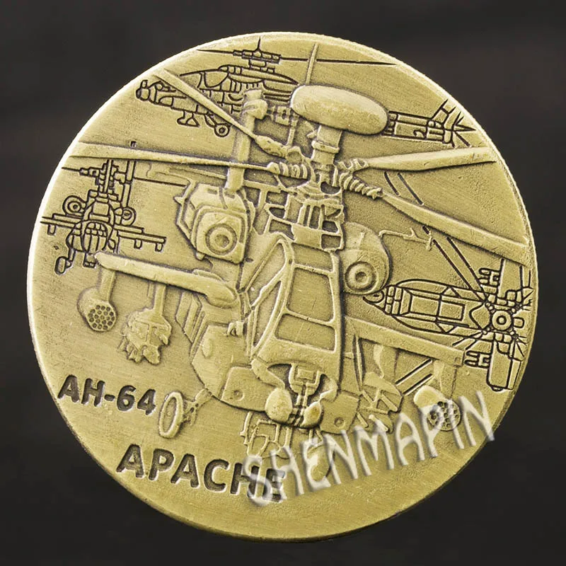 Армия США AH-64 вертолетные пушки памятные монеты Boeing AH-6" Apache" Вертолет коллекционные монеты AAH наградная монета