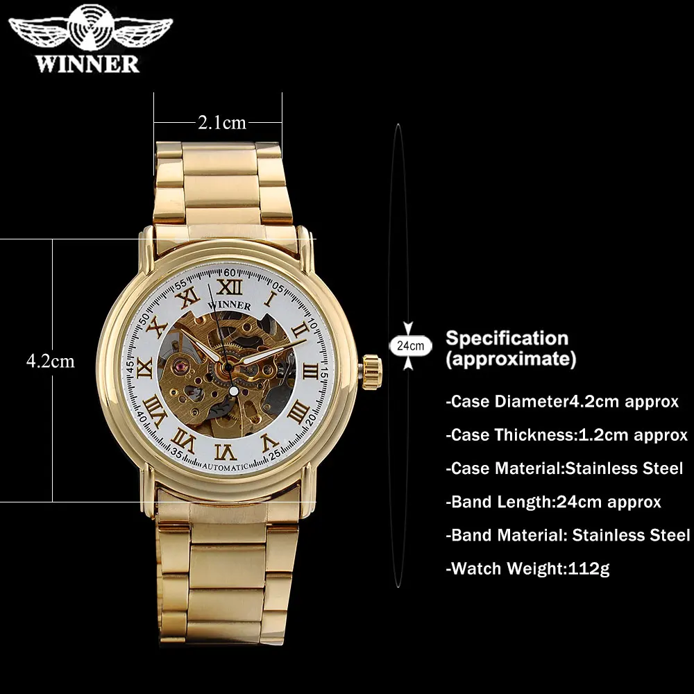 Часы наручные WINNER Мужские механические модные брендовые автоматические со