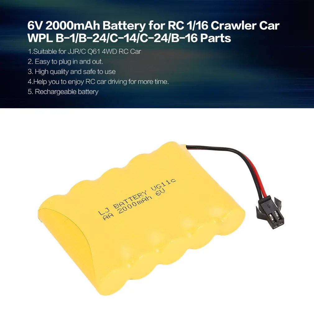 6 V 2000 мА/ч Перезаряжаемые Батарея для RC 1/16 взбирающийся гусеничный автомобиля WPL B