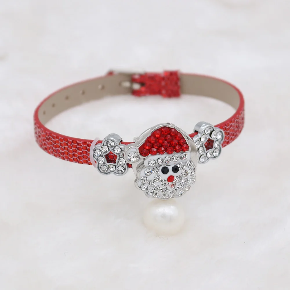 Vintage tiny crystal Stone Charms Bracelets Bangles For Women New fashion fit 18mm snap jewely beads Leather Bracelet KC0278 | Украшения и