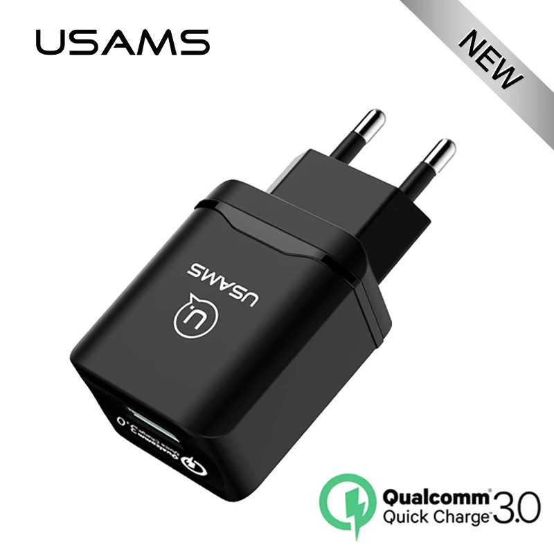 USAMS телефон Зарядное устройство QC 3 0 Быстрая зарядка 18 Вт Quick Charge Универсальный