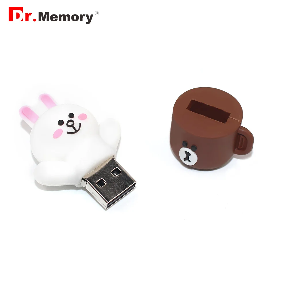 Забавные 64 Гб USB флеш-накопители кролик медведь кофейная чашка милый Флешка 16 ГБ 32 ГБ персонализированные креативные 128 МБ флешки