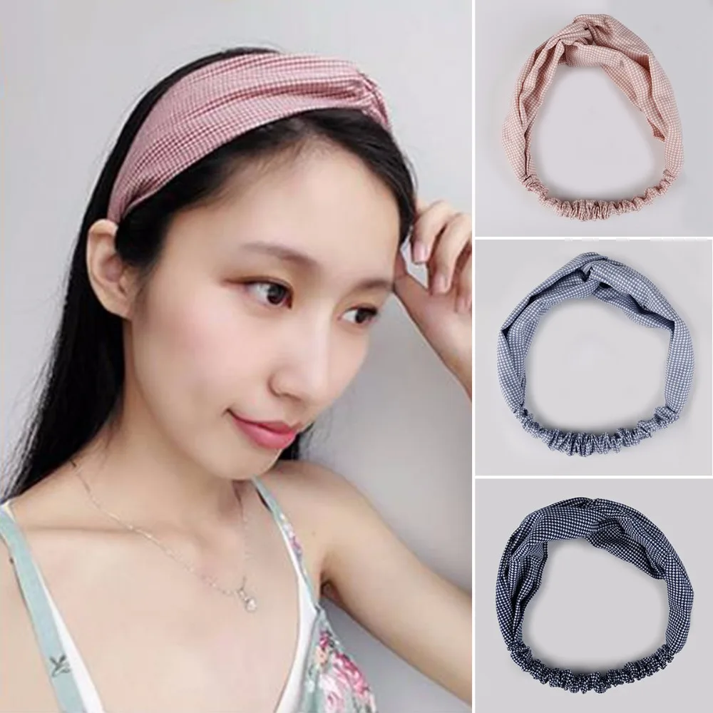 Модные женские туфли узел цветок оголовье крест эластичная чалма Hairband