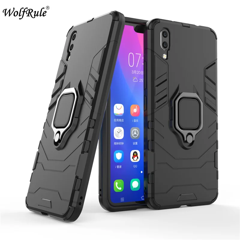 

Vivo X21 ud чехлы из ТПУ Жесткий ПК Vivo X21 ud чехол кольцо держатель подставка Магнитная Броня чехол для BBK Vivo X21 ud крышка Funda 6,28"