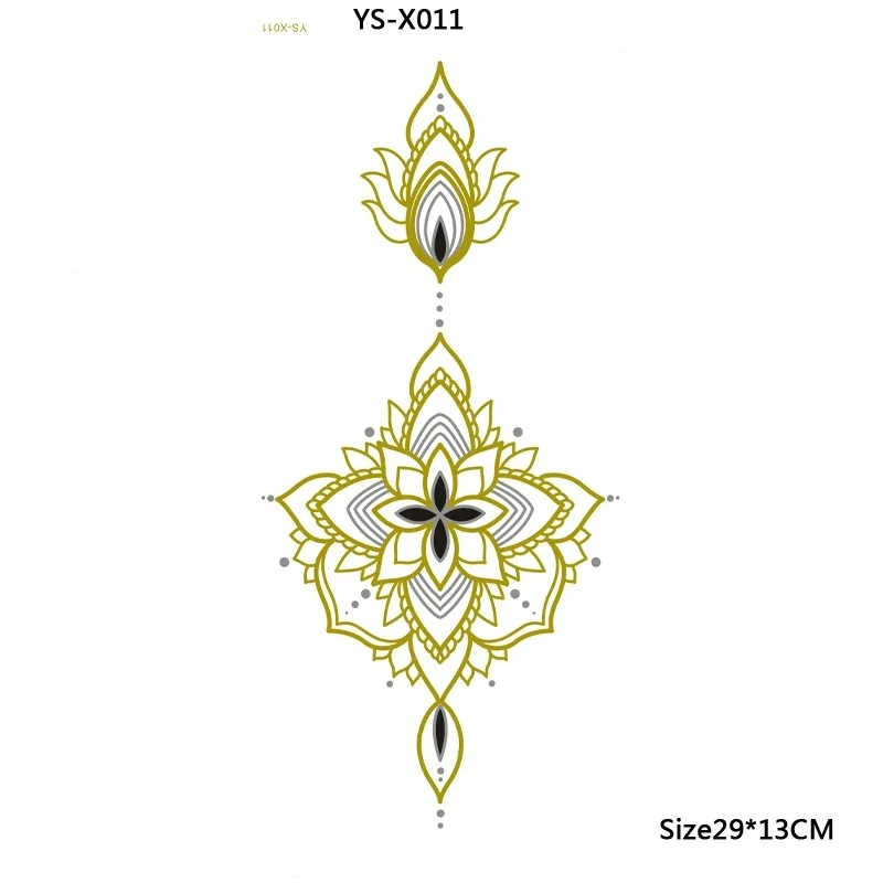 

Warehouse sales Metallic Waterproof Under Breast Tattoo, Sexy Temporary Metal Tattoo, Non-toxic Women Tattoo golden series 07~12