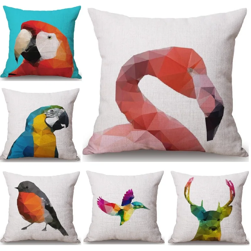 Льняной чехол для подушки с 3D рисунком фламинго Чехол автомобильного дивана