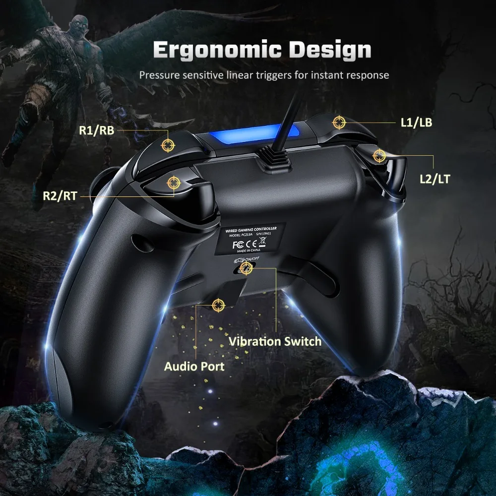 Mpow PS4 игровой контроллер USB проводной геймпад несколько джойстиков вибрационная ручка 2 м кабельный геймпад для iPhone iPad PC для PS4/PS3