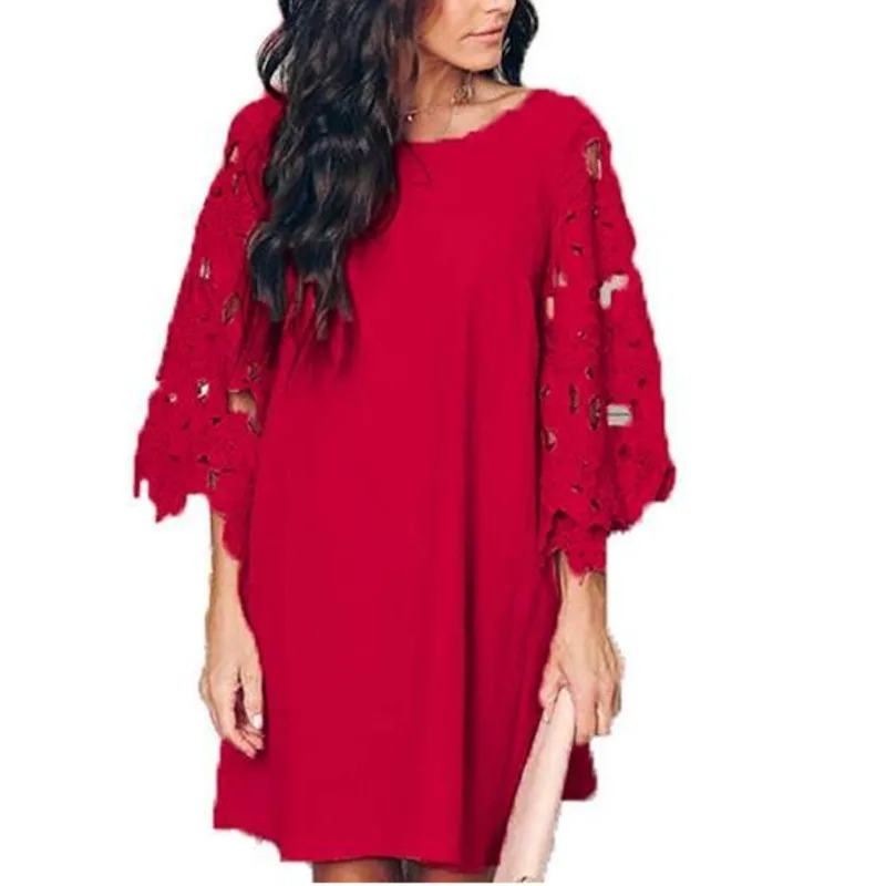 Зеленое кружевное лоскутное шифоновое платье уличная женская одежда vestidos kleider плюс размер sukienka модная Свободная Женская одежда
