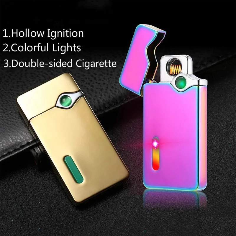 New metal windproof electric heating wire charging pulse USB lighter personality creative cigarette smoker men gift | Дом и сад