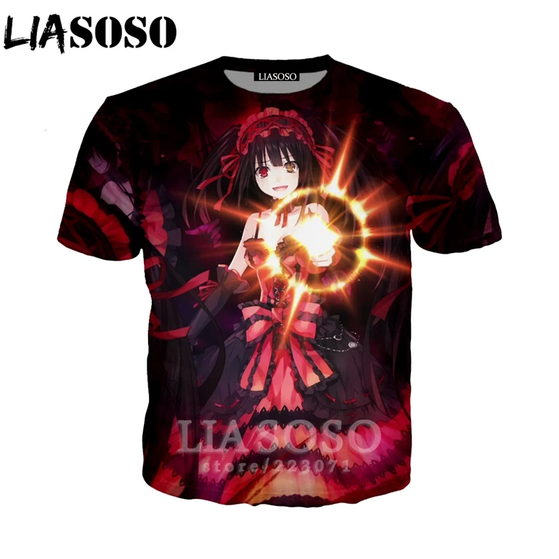 LIASOSO Summer New Fashion Men Women Sweatshirt 3D Print Anime Date a Live T Shirt Short Sleeve Top Harajuku Pullover A217-03 | Мужская