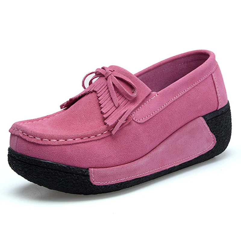 2019 обувь из искусственной замши на толстой резиновой подошве с бантом женские