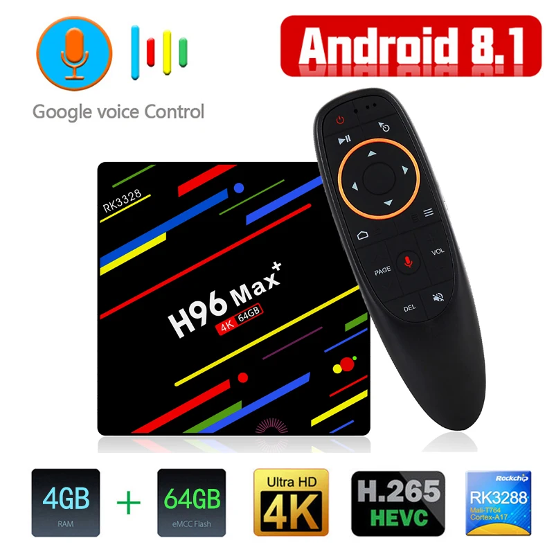 2019 Android 8 1 ТВ приставка Rockchip RK3229 Голосовое управление четырехъядерный 5G WiFi 4K умный