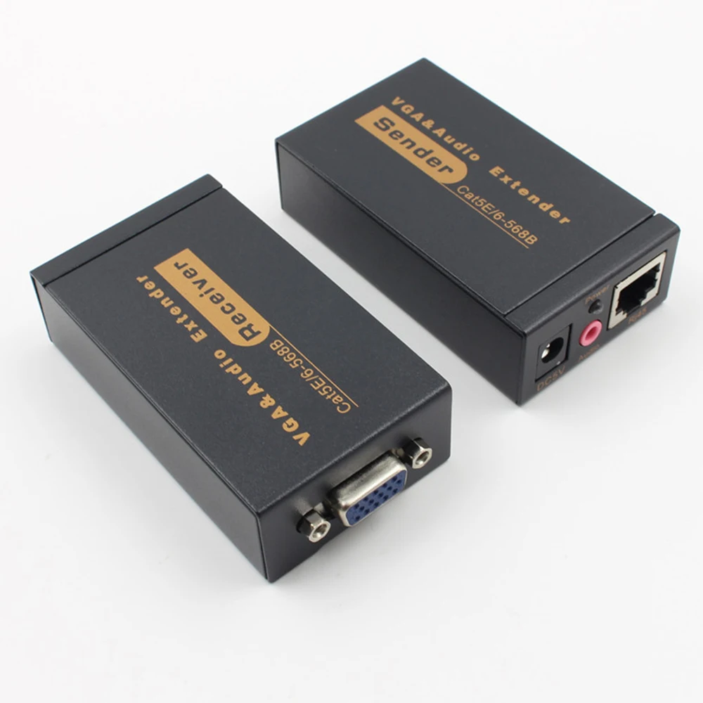 100 м VGA Видео аудио удлинитель по одному RJ45 CAT5e/6 1080P адаптер Lightning защита