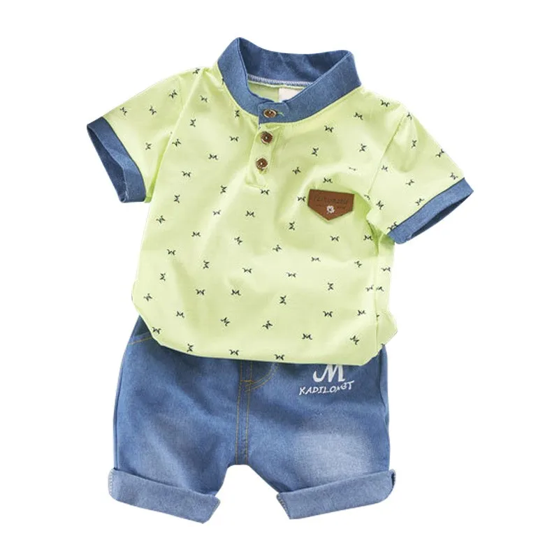 Newborn Boy Clothing Set Gentleman T-Shirt + Blue Jeans Holiday Party Baby Clothes Kids Suits | Детская одежда и обувь