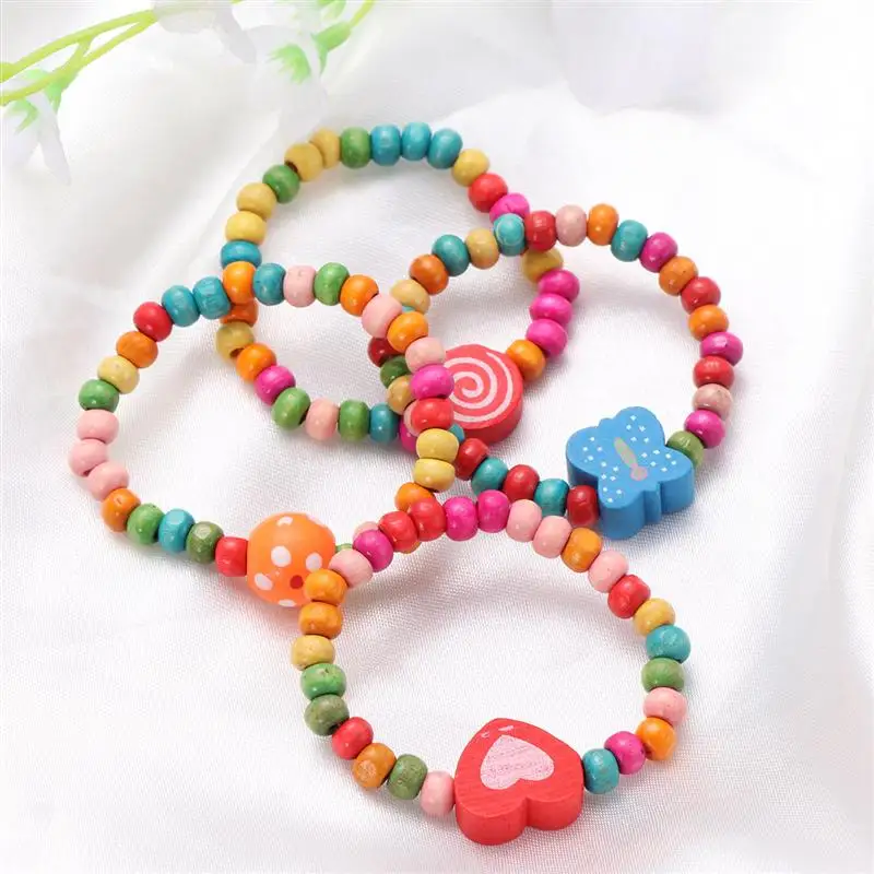 Детские эластичные браслеты из натурального дерева 12 шт. вечерние для девочек