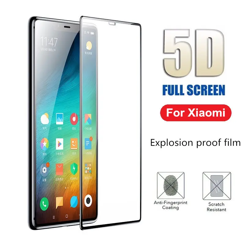 5D закаленное стекло для Xiaomi 6 8 Pro 9 SE Pocophone F1 Note 3 mi lite A1 A2 5X 6X Mix MAX Полное покрытие