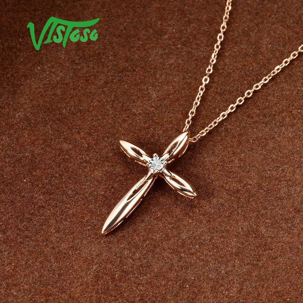 VISTOSO Pure 14K 585 двухцветные Золотые сверкающие иллюзии-набор чудо пластины алмазные подвески для женщин юбилей трендовые ювелирные изделия