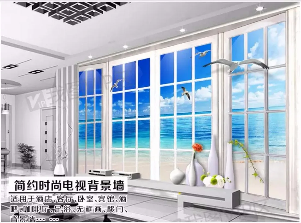 Пользовательские фотообои 3d обои для стен 3 d снаружи окна морские фрески фоновая