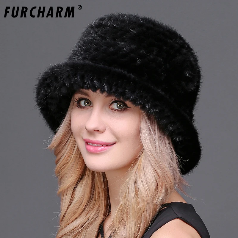 100% из натурального меха норки Для женщин фетровая шляпка шерстяная шляпа для