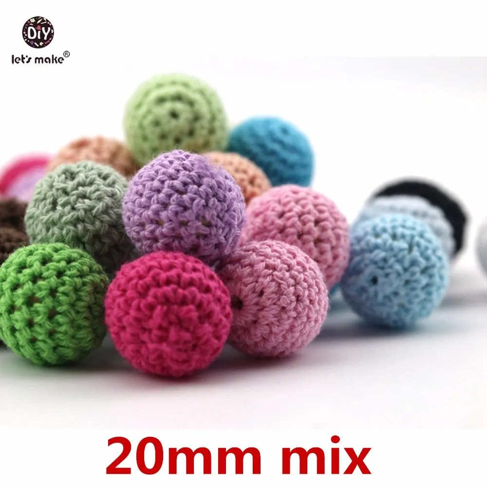mix color 20mm Давайте сделаем Прорезыватель для зубов, вязанный крючком, из бисера, 60 шт., деревянный Прорезыватель для зубов для младенцев, автомобильные подвесные аксессуары для детских колясок, соска, зажим - Цвет: mix color 20mm