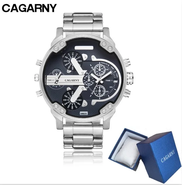 watch with box2 Военная Relogio Masculino Элитный бренд Для мужчин часы модные Для мужчин кварцевые часы Cagarny Прохладный Большой случае Наручные часы человек Relojes - Цвет: watch with box2