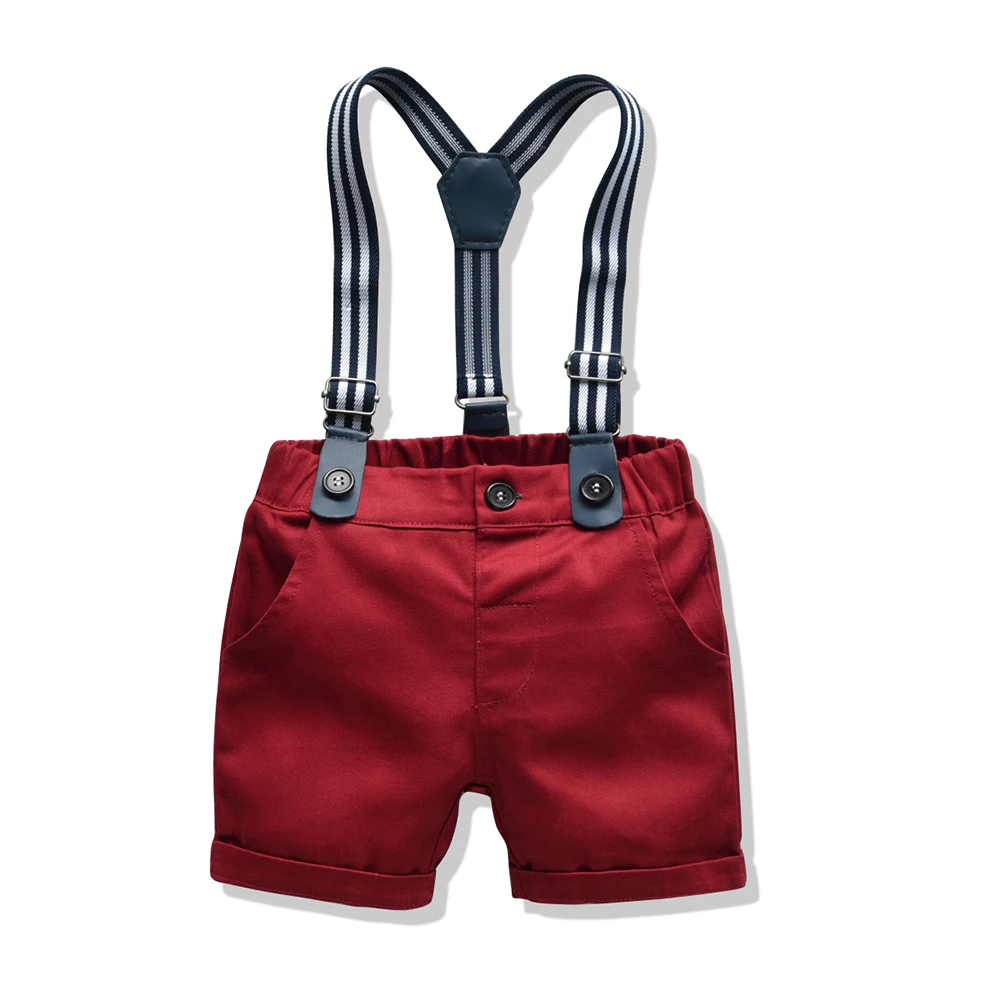 Top and Summer Infant Boy Clothes Set Short Sleeve Shirt with Bow Tie+Overalls 2Pcs Casual Suit Baby Party Outfit |
