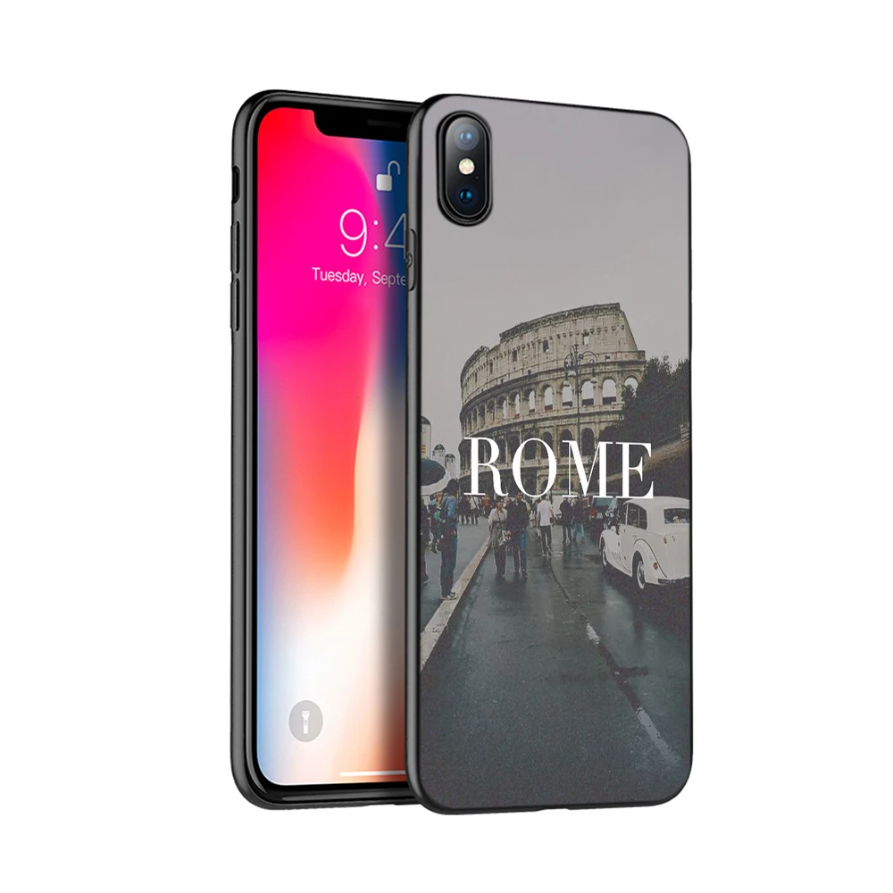 Черный чехол из ТПУ для iphone 5 5s se 6 6s 7 8 plus x 10 силиконовый XR XS 11 pro MAX Италия Рим Пиза