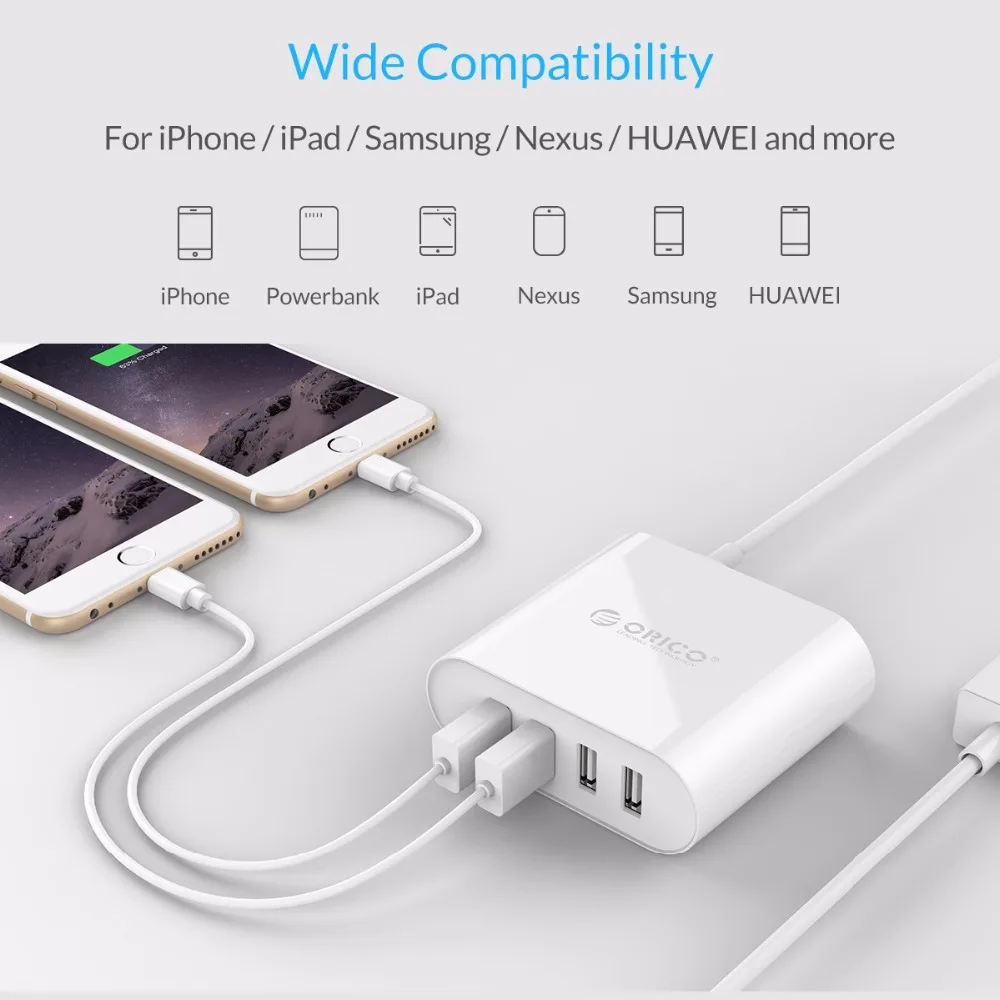 ORICO DCH 4U 4 порта мини Смарт зарядное устройство 5V2.4A * 6A 30 Вт Макс выход для Samsung Galaxy S6