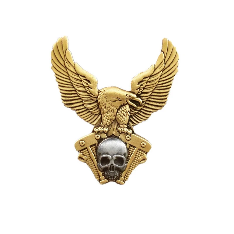 

Locomotive Flying Eagle Skull Engine Badge Brass Motorcycle Metal Cap For Jacket Vest Bag Hat Pins