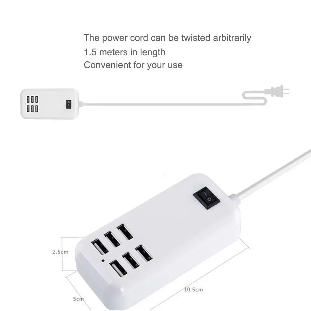 6-Порты USB Зарядное устройство Настольный смарт-адаптер с светодиодный светильник 5 V/3A Быстрая зарядка для iPhone X 8 iPad samsung для зарядки мобильного телефона