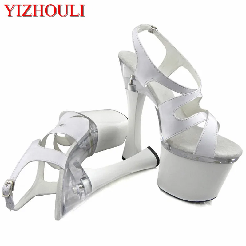 All-match comfortable thick heel sandals 18cm show spool heels high-heeled shoes 7 Inch Stiletto With Dance Shoes